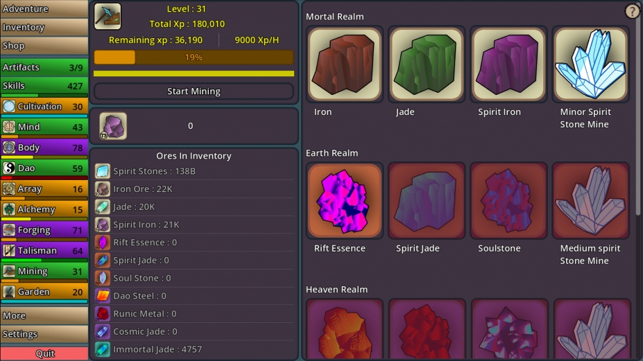 《修仙放置传》游戏截图 