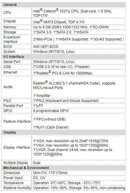 信步科技SV1-13716P-B嵌入式主板介绍