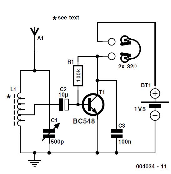 一晶体管收音机电路原理图