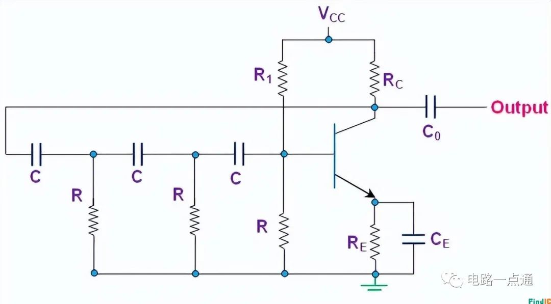 使用 BJT 的 RC 相移振荡器 图片
