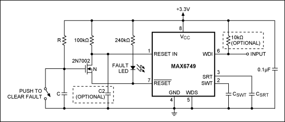 图1.该电路产生锁存故障指示，以响应输入脉冲的损失。