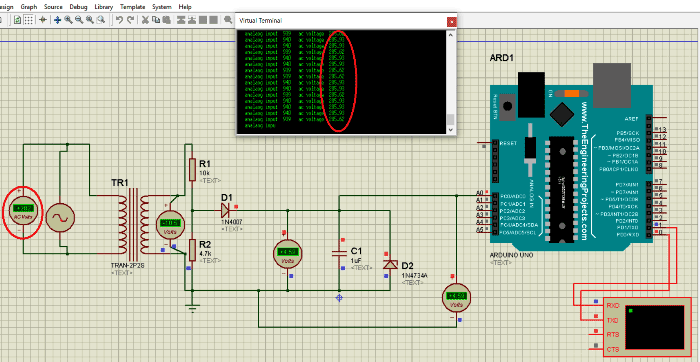 Simulating AC 285 RMS voltage using AC Arduino Voltmeter 使用交流 Arduino 电压表模拟交流 285 RMS 电压