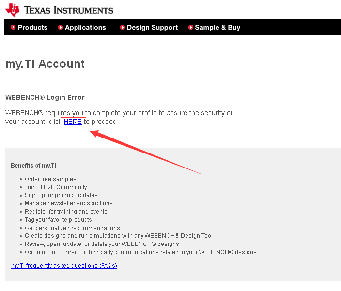 使用WEBENCH设计软件的myTI注册流程