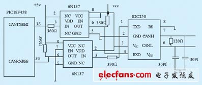 82c250与pic18f458接线图
