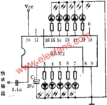 SL322作单声道音量电平指示电路的应用  www.elecfans.com