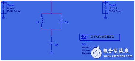 DCS频段输入滤波网络仿真原理图