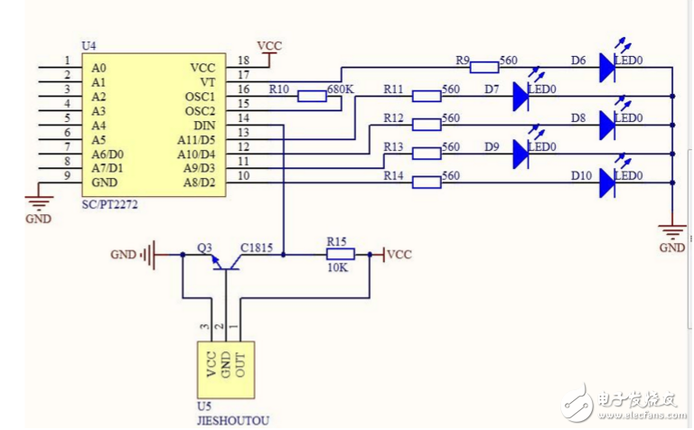 基于PT2262制作红外发射器电路