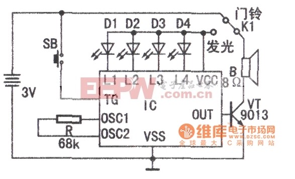 7首旋律+欢迎光临、欢迎惠顾”语音,集成电路原理图
