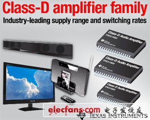 德州仪器极低功耗D类音频放大器