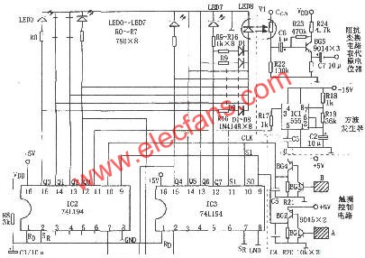 74L194构成的八级触摸音量控制器  www.elecfans.com