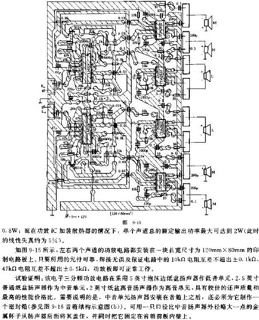 小功率电子三分频有源音箱制作电路图
