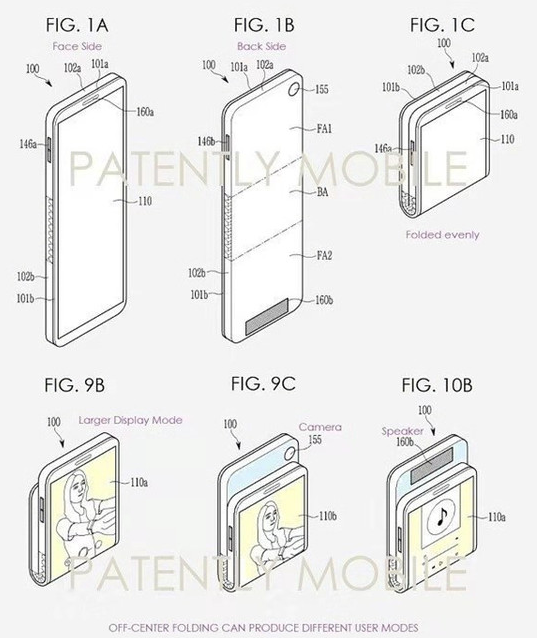三星新申请的折叠屏专利图曝光采用了向后翻折的方式