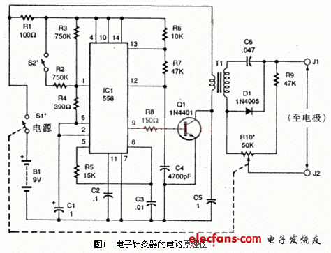 无针电子针灸器电路