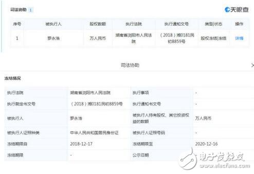 北京法院冻结锤子450万元存款，湖南法院冻结罗永浩股权