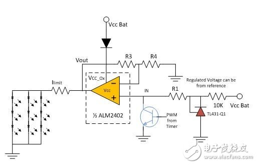 用双路大电流运放来驱动汽车 LED 灯