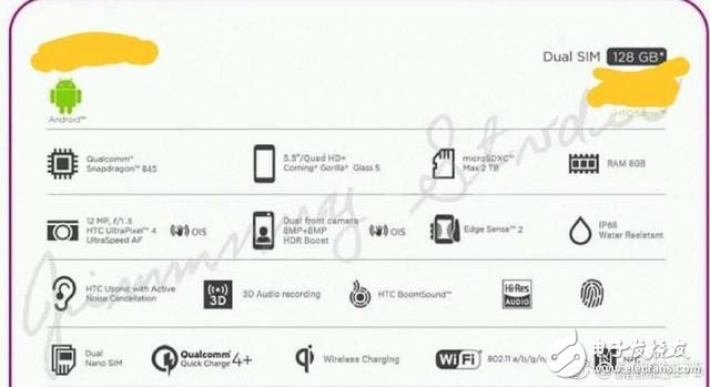 HTC新旗舰配置大曝光：骁龙845+8GB内存，存储空间128GB