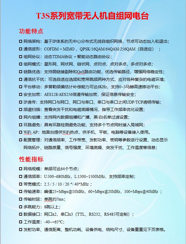 无人机集群高性能抗干扰自组网电台的简单介绍