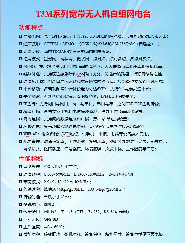 无人机集群高性能抗干扰自组网电台的简单介绍