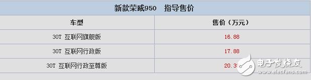 荣威950怎么样?互联网汽车智能系统,多功能冷藏手套,售价区间为16.88-20.38万元
