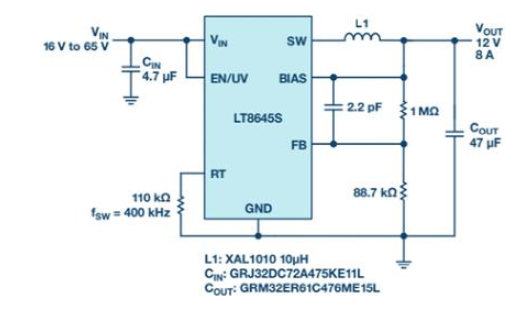 具快速瞬态响应和超低EMI辐射的单片式65V、8A降压型稳压器